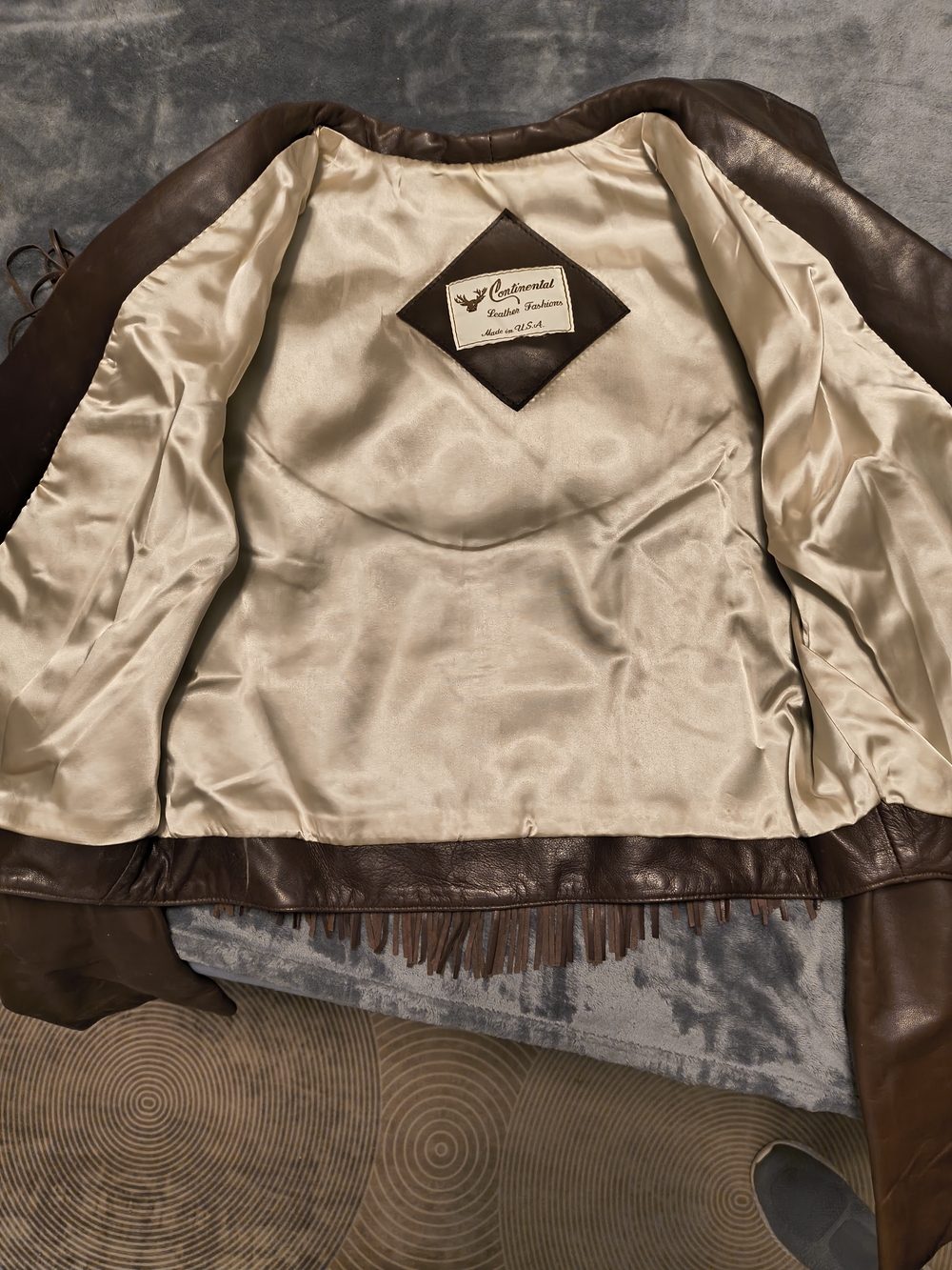 Vintage-Inspired Brown Leather Fringe Jacket by Continental - Picture 3 of 5